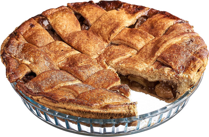 Simax Glass Pie Pan, 11 Inch Round Pie Plate, Glass Baking Dish, Fluted Pie Holder, Oven Safe Tray, Borosilicate Glass - Image 1